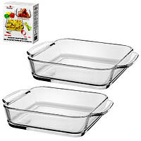 Термоскло деко 2 шт/наб 1.8/1.0 л 18x18x5/21.5x21.5x5.2 см Stenson MS-0255