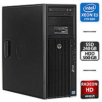 Робоча станція HP Z420 Workstation Tower / Intel Xeon E5-2690 (8 (16) ядер по 2.9 - 3.8 GHz) / 32 GB DDR3 / 240 GB SSD + 500 GB