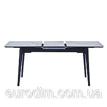 Стіл BERLIN CERAMIC 140(180)*80 білий глянець/чорний каркас, фото 3