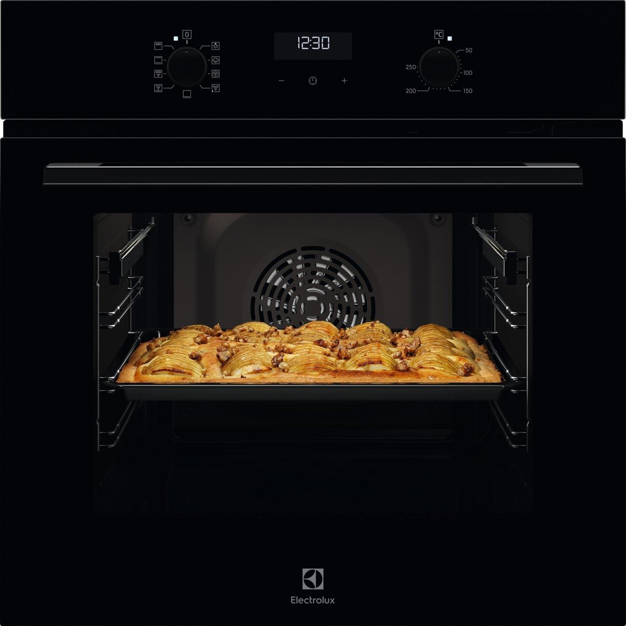 Electrolux Духова шафа електрична, 65л, А, пара, дисплей, конвекція, телескопічні напрямні, чорний