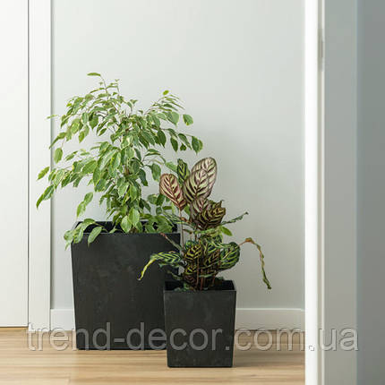 Горщик пластмасовий з вкладом JUKA ECO recycled чорний бетон 25х25см., фото 3