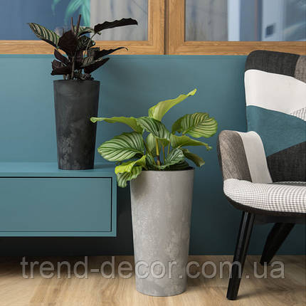 Горщик пластмасовий з вкладом LILIA ECO recycled сірий бетон 30см., фото 3