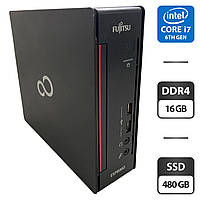 Неттоп Fujitsu Esprimo Q556 USFF / Intel Core i7-6700T (4 (8) ядра по 2.8 - 3.6 GHz) / 16 GB DDR4 / 480 GB SSD