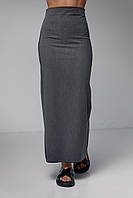 Длинная юбка-карандаш с высоким разрезом - темно-серый цвет, XS