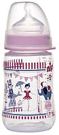 Бутылка пластмассовая для кормления Nip с широкой горловиной (силикон) Карусель 260 мл Розовый