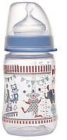 Бутылка пластмассовая для кормления Nip с широкой горловиной (силикон) Карусель 260 мл Голубой