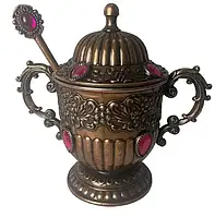 Турецька цукорниця кубок Arsal з ложкою, мідна, Рожевий камінь