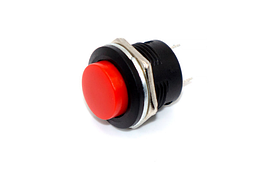 Кнопка без фіксації 16мм R13-507, червона, на замикання, 3A, 2pin, OFF-(ON), гайка
