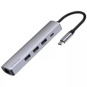 USB-хаб Proove Iron Link 5 in 1 Silver (RJ45)