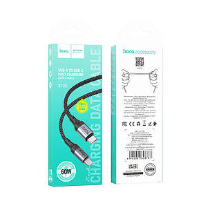 Кабель Hoco X102 Fresh 60W charging data cable Type-C to Type-C Black, фото 3