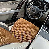 Накидки на сидіння з алькантари Lux (штучної замші), Коричневий, білі плоскі стільники. Преміум. 2 передніх, фото 2