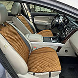 Накидки на сидіння з алькантари Lux (штучної замші), Коричневий, білі плоскі стільники. Преміум. 2 передніх, фото 3