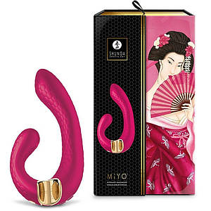 Вагінально-кліторальний вібратор Shunga Miyo нереалістичний, малиновий, 18.5 х 3.7 см