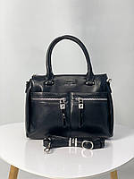 Женская сумка на плечо из кожзам деловая с двумя ручками и плечевым ремнем итальянского бренда.