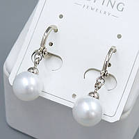 Сережки XР. Родій. Камені: перли. Довжина: 27 мм. Ширина: 10 мм.