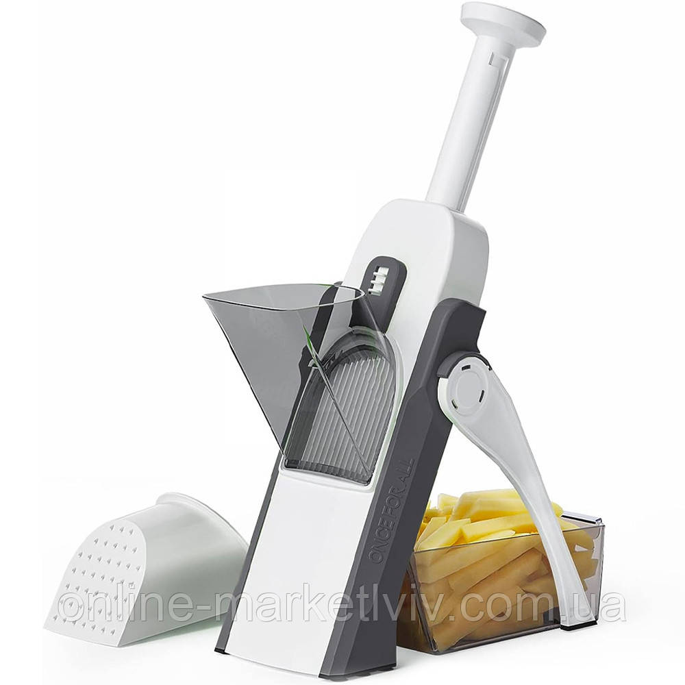 Мультислайсер для овочів, Brava Spring Slicer, Сірий / Овочерізка ручна / Кухонний слайсер для овочів, фото 1