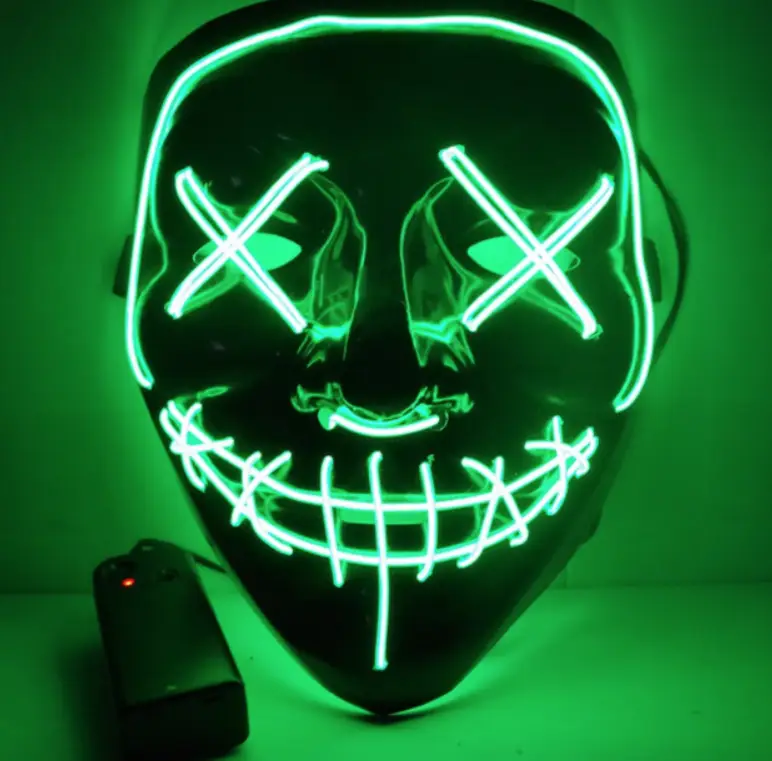 Светящаяся маска Неоновая маска - судный день, маска на хеловин Неоновая LED маска - фото 1 - id-p2102227745