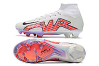 Бутсы Nike Air Zoom Mercurial Superfly IX FG Белые Найк суперфлай белые Футбольная обувь с шипами