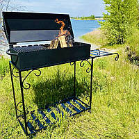 Мангал-барбекю з дровницею на 15 шампурів 3мм (З ЖАРОМІЦНИМ ПОКРИТТЯМ) MB15-3D, фото 2