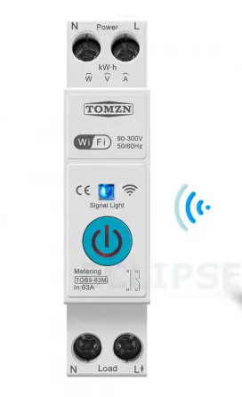 WI-FI вимикач реле на DIN рейку 63А з вимірювачем струму і напруги