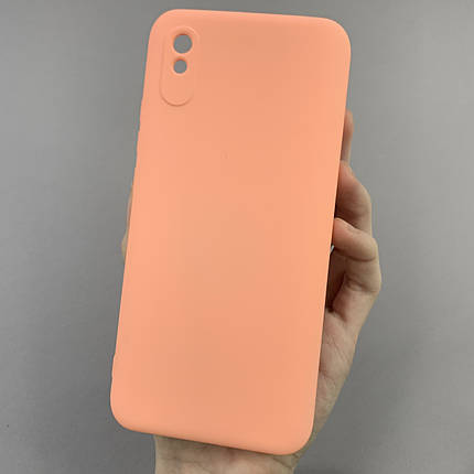 Чохол для Xiaomi Redmi 9A силікон кейс з мікрофіброю чохол на телефон сяомі редмі 9а персиковий o3c, фото 1