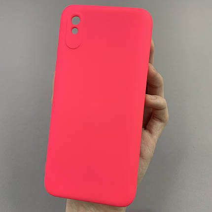 Чохол для Xiaomi Redmi 9A силікон кейс з мікрофіброю чохол на телефон сяомі редмі 9а малиновий o3c, фото 1