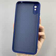 Чохол для Xiaomi Redmi 9A силікон кейс з мікрофіброю чохол на телефон сяомі редмі 9а темно-синій o3c, фото 3