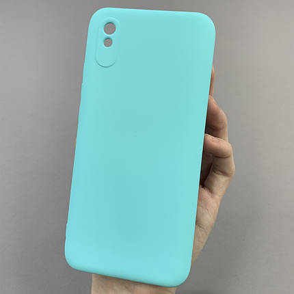 Чохол для Xiaomi Redmi 9A силікон кейс з мікрофіброю чохол на телефон сяомі редмі 9а бірюзовий o3c, фото 1
