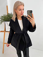 Женское короткое пальто кардиган с поясом Ткань кашемир Размеры 42,44,46,48