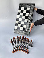 Розкішні шахи, шашки, нарди - набір 3 в 1 із  акрилового каменю ЛЕВ 60*30*5 см, арт.190637