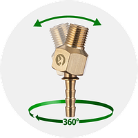 Шарнир поворотный латунь, наружная резьба 1/4- на шланг 6мм РТ-2204 INTERTOOL