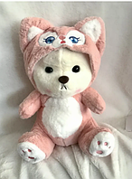 Детская игрушка-антистресс розовый мишка в комбинезоне, Прикольные игрушки 40 см