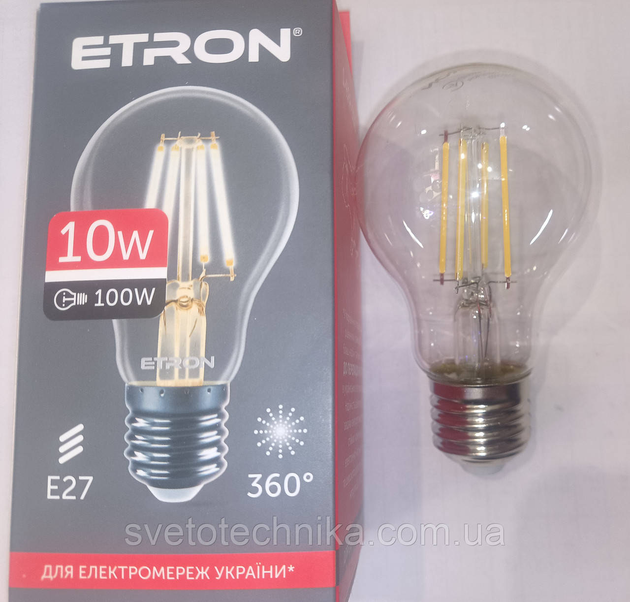 Філаментна світлодіодна лампа ETRON Filament 1-EFP-102 A65 20W 4200K E27 прозора (білий нейтральний)