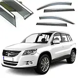 Дефлектори вікон із хром молдингом Volkswagen Tiguan 2007-2016 (нержавіюча смуга 3D), фото 2
