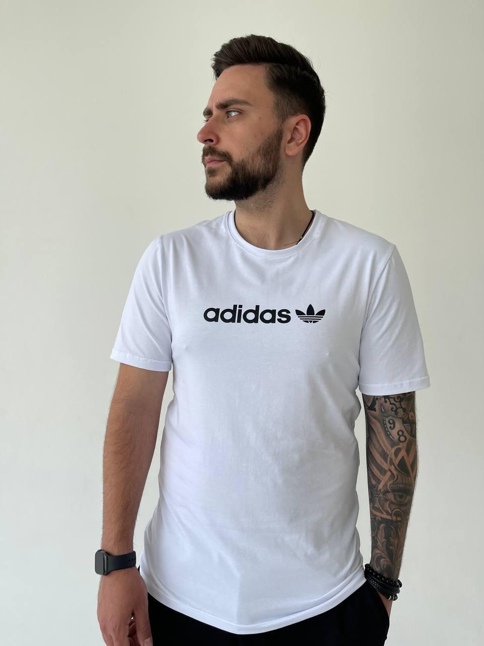 Чоловічі футболки Adidas біла спортивна бавовняна Теніска Адідас спортивна на літо