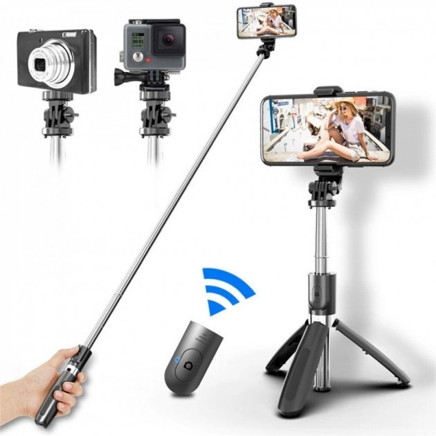 Селфи палка для айфон Selfie Stick L02 | Штатив для веб камеры | Штатив с WN-253 блютуз кнопкой - фото 1 - id-p2104962107