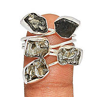 Метеорит Кампо-дель-Сьело и Шунгит серебряное кольцо, 2232КМ