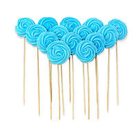 Кондитерські цукрові прикраси Безе (блакитні) на паличках для торта