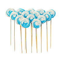 Кондитерські цукрові прикраси Безе біло-блакитні на паличках для торта