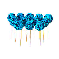 Кондитерські цукрові прикраси Безе сині на паличках для торта
