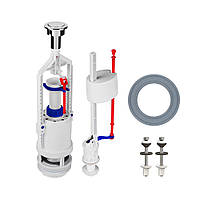 Комплект арматуры для сливного бачка SoloPlast АБк-04 подключение нижнее, кнопка 1 режим