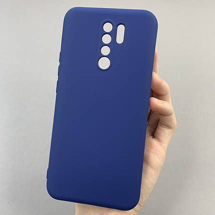 Чохол для Xiaomi Redmi 9 силікон кейс з мікрофіброю чохол на телефон сяомі редмі 9 темно-синій o3c, фото 1