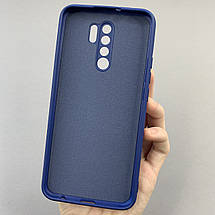 Чохол для Xiaomi Redmi 9 силікон кейс з мікрофіброю чохол на телефон сяомі редмі 9 темно-синій o3c, фото 3