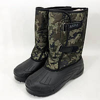 Сапоги мужские утепленные 43 размер, мужские рабочие ботинки военные сапоги зимние. Цвет: зеленый пиксель