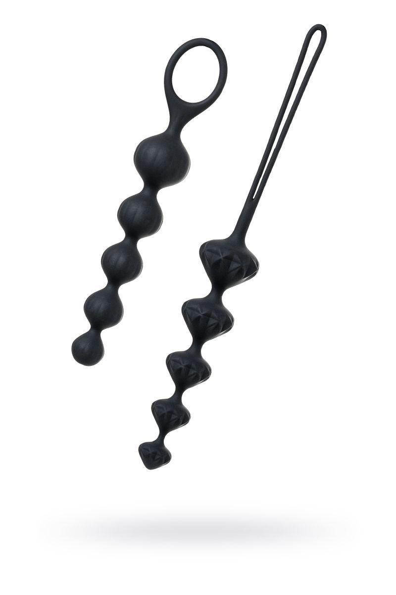 Набір анальних бус Satisfyer Beads Black, силікон, макс. діаметр 3,3 см і 3,5 см