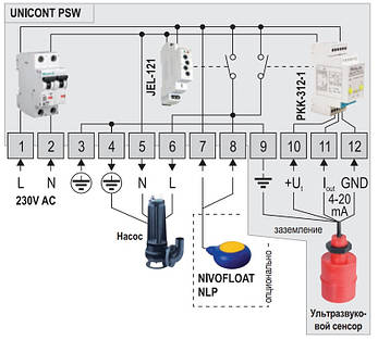 Система Unicont PSW-1011 керування насосом з ультразвуковим датчиком, фото 3