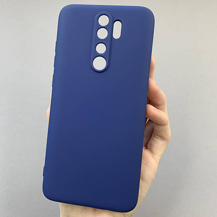 Чохол для Xiaomi Redmi Note 8 Pro силікон кейс з мікрофіброю чохол на сяомі редмі нот 8 про темно-синій o3c, фото 1