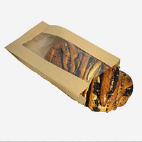 Бумажный пакет с ПП окном(17/6*41)бурый(1000 шт)пакеты для хлеба и выпечки