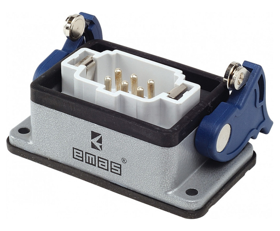 Корпус з вилкою стаціонарний з 2-роликовим фіксатором / шкафне введення (6 контактів), фото 1