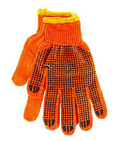 Перчатки трикотажные защитные с пвх точкой оранжевые